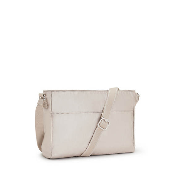 Kipling New Angie Metallic Crossbody Väska Beige | SE 2016PJ